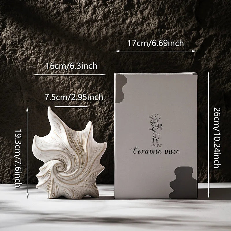 Vase en céramique blanche forme coquillage (vue 7) - Nesty