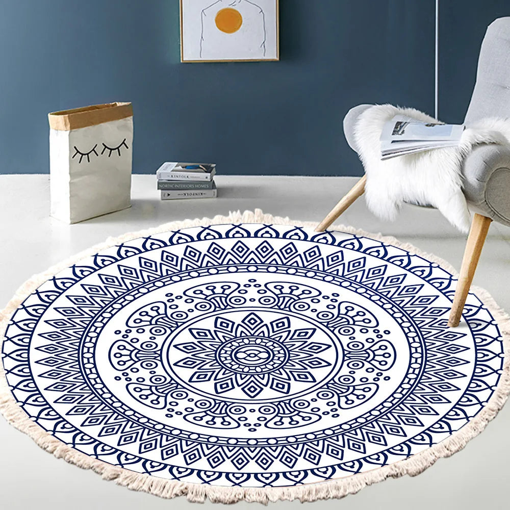 Tapis rond bohème à franges — tissé main - Nesty (vue 13)