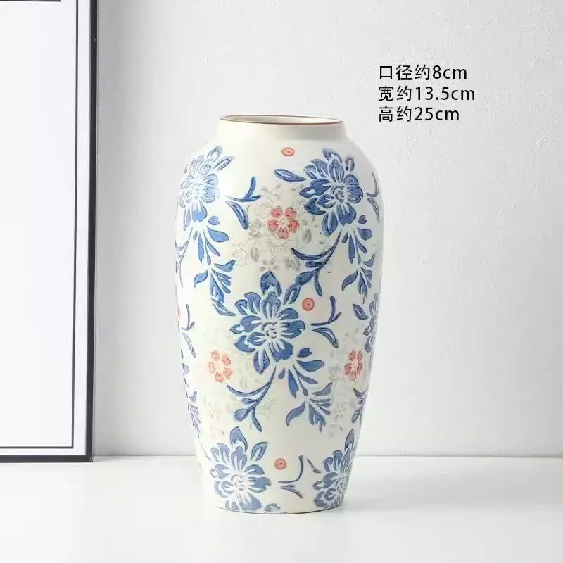 Vase céramique bleu et blanc, style rétro chinoiseries (vue 8) - Nesty