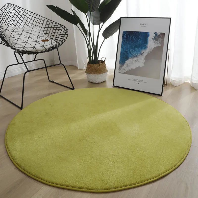 Tapis rond en velours corail Nesty - Coloris unis (vue 13)