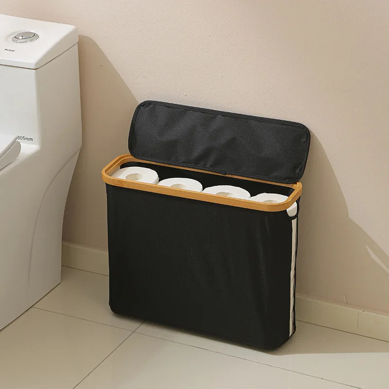 Panier de rangement pliable en tissu, couvercle et fenêtre transparente - Nesty (vue 3)