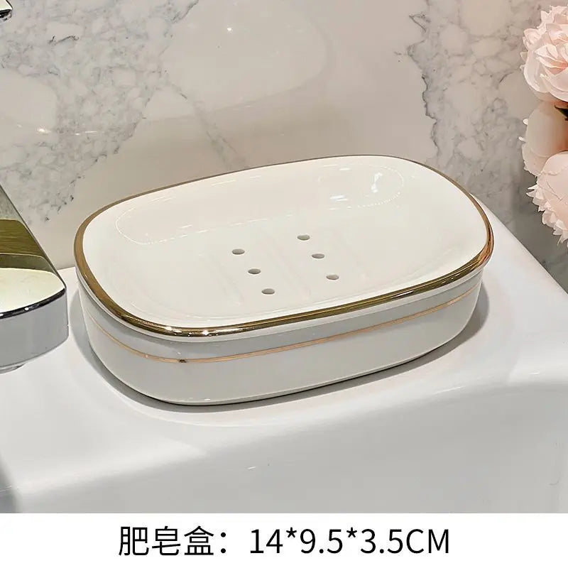 Porte-savon en céramique blanc, design épuré avec égouttage (vue 8) - Nesty