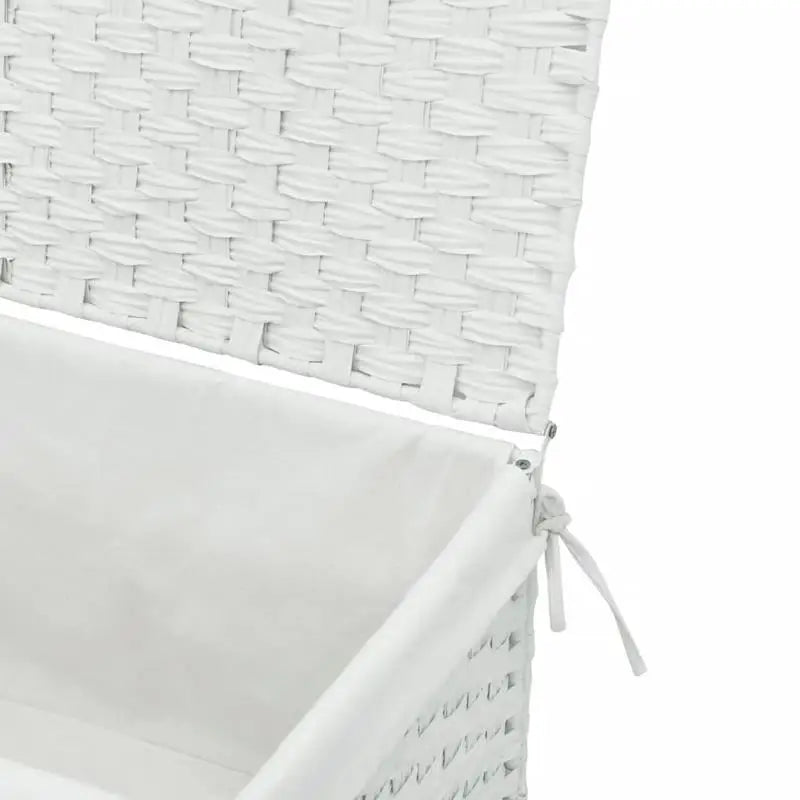 Panier à linge blanc avec couvercle en poly rotin, 55,5x35x34 cm - Nesty (vue 8)