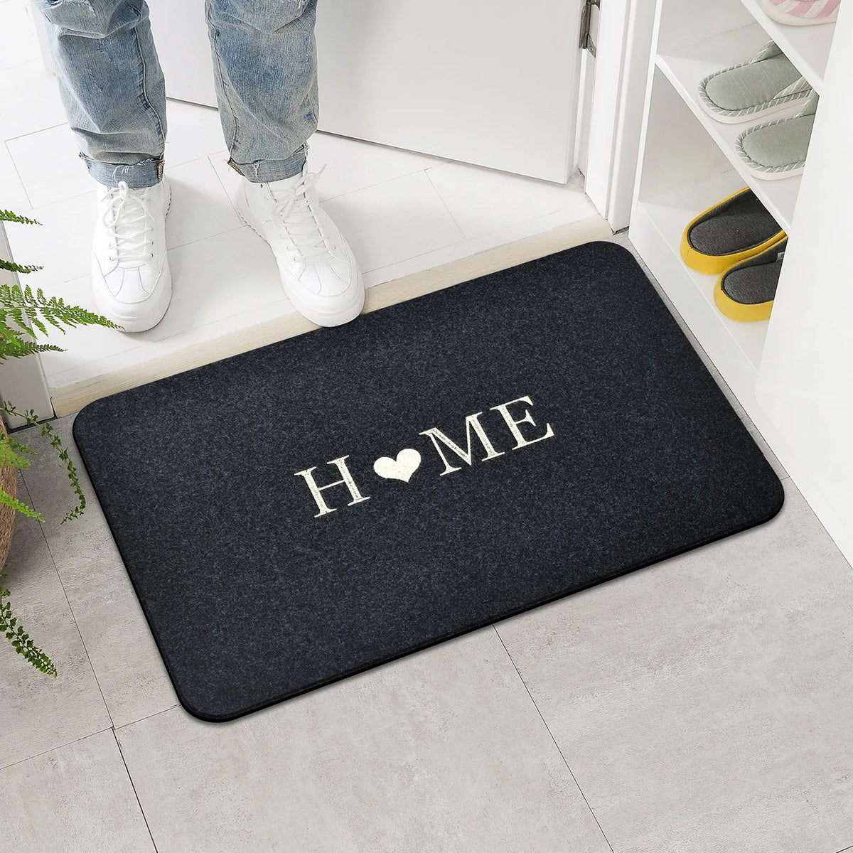 Tapis absorbant brodé minimaliste pour salle de bain, lavable en machine - Nesty (vue 2)