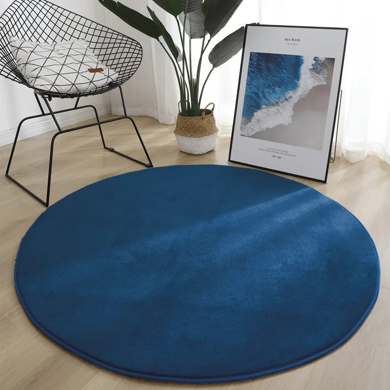 Tapis rond en velours corail Nesty - Coloris unis (vue 14)