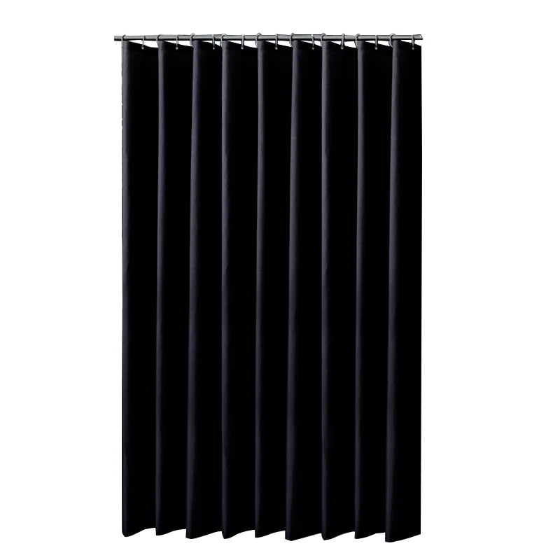 Rideau de douche noir en polyester imperméable, grand format avec crochets - Nesty (vue 8)