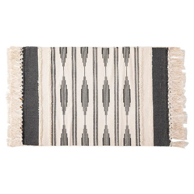 Tapis noué main à franges — motif géométrique - Nesty (vue 12)
