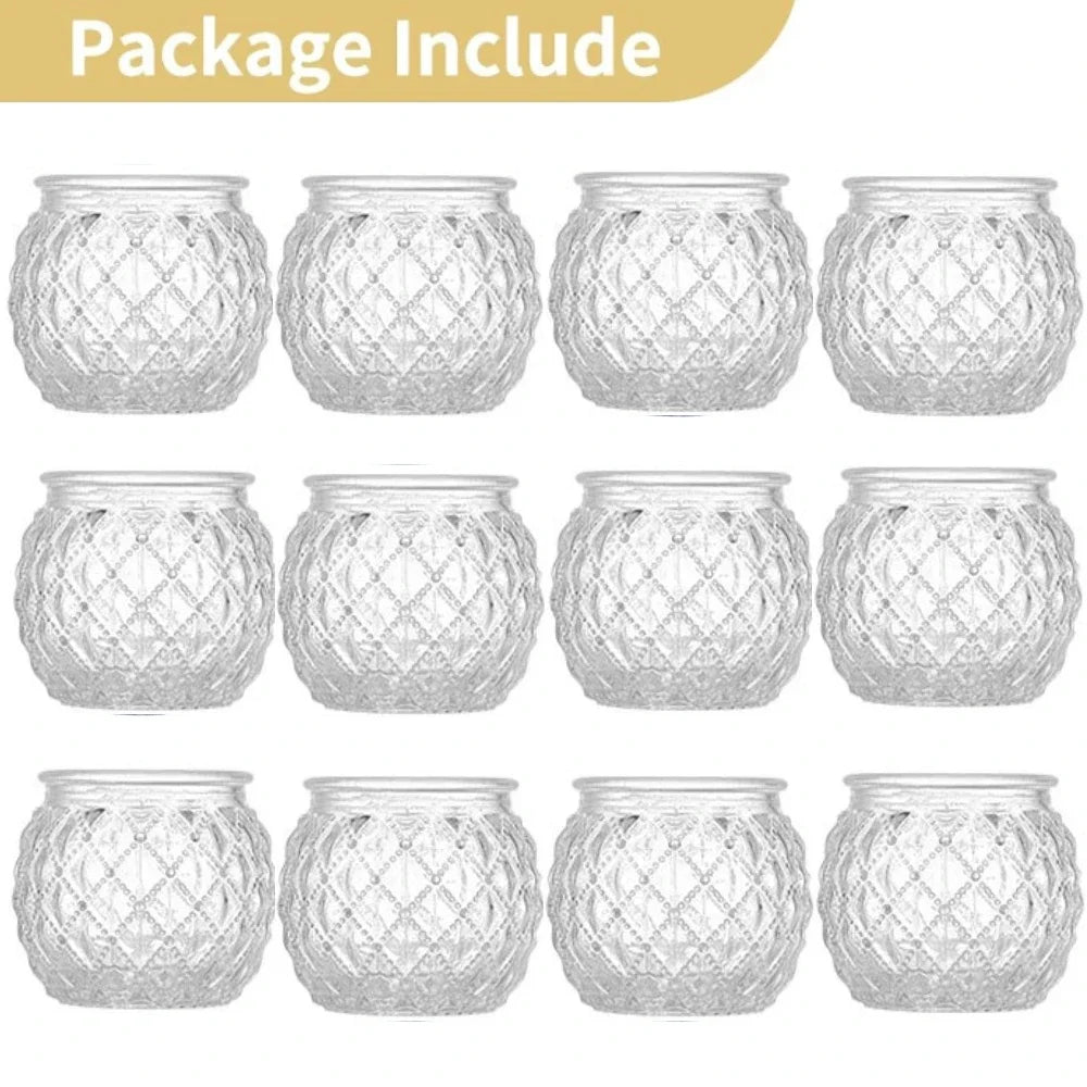 Photophores en verre à motif losange, lot de 6 ou 12 (vue 18) - Nesty