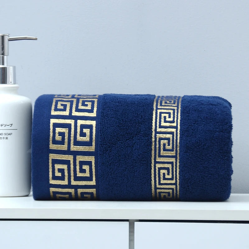 Serviette de bain en coton brodée — motif géométrique, grand format - Nesty (vue 17)