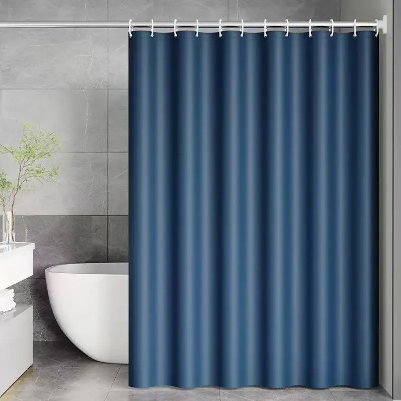 Rideau de douche opaque en PEVA — anneaux métalliques et toucher soyeux (vue 11) - Nesty