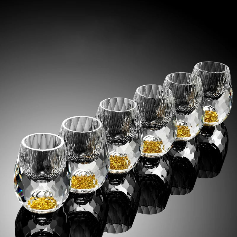 Set de verres à liqueur en verre taillé et liseré doré - Nesty (vue 3)