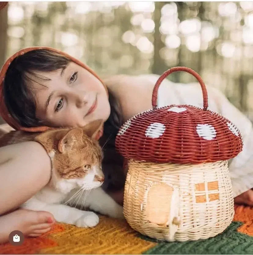 Petit panier tressé en osier forme champignon, panier décoratif (vue 9) - Nesty