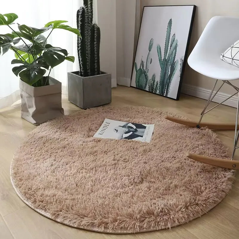 Tapis rond moelleux blanc Nesty - Pour chambre et salon (vue 9)