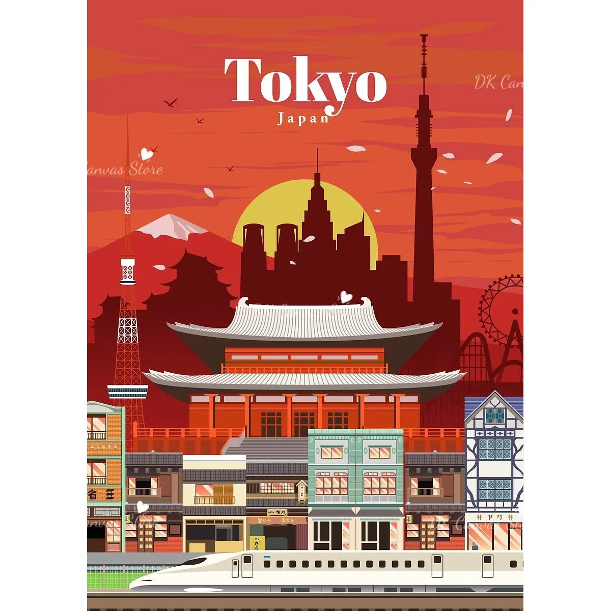 Toile murale illustrée Nesty - Scène japonaise vintage (vue 18)