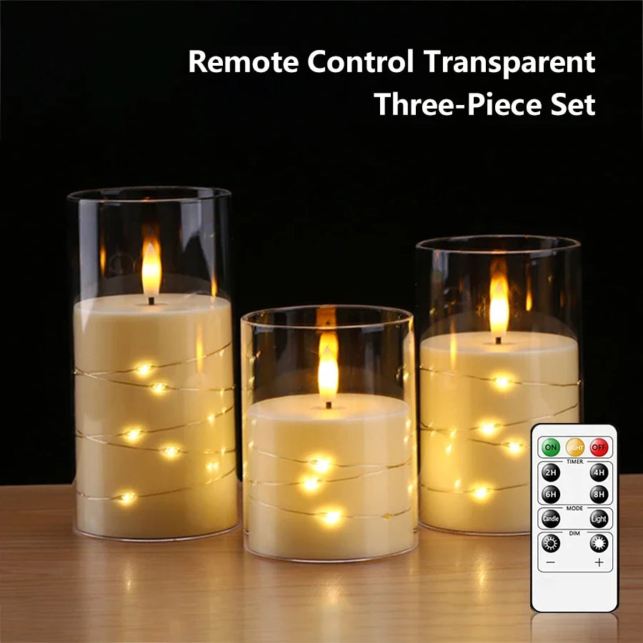 Bougie LED avec guirlande étoilée intégrée Nesty - Télécommande et minuterie (vue 5)