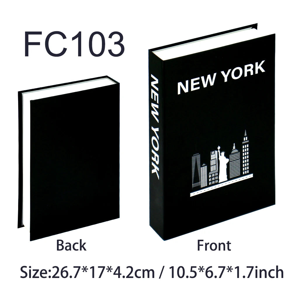 Faux livre décoratif boîte de rangement style nordique, couverture New York noire avec skyline blanche (vue 60) - Nesty
