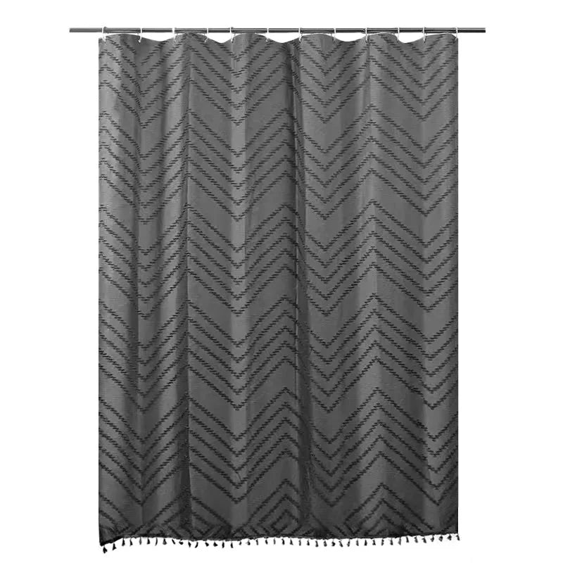 Rideau de douche bohème en tissu tissé à pompons, imperméable - Nesty (vue 7)