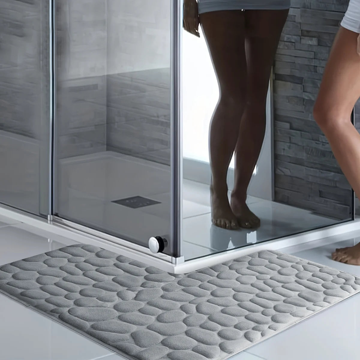 Tapis de bain en flanelle — forme en L, pour tour de baignoire - Nesty (vue 1)