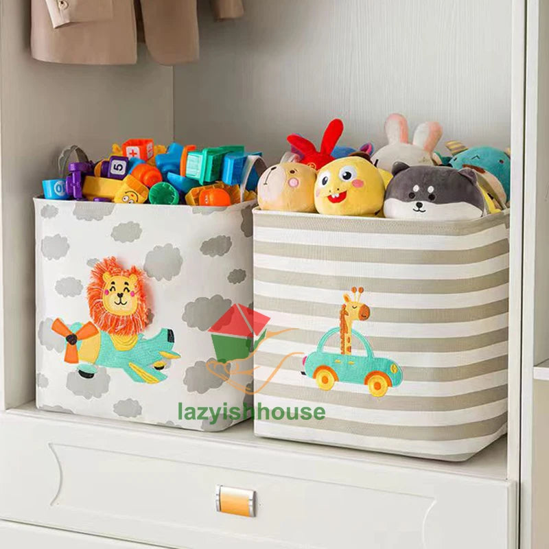 Panier de rangement pliable en lin avec poignées - Nesty (vue 5)