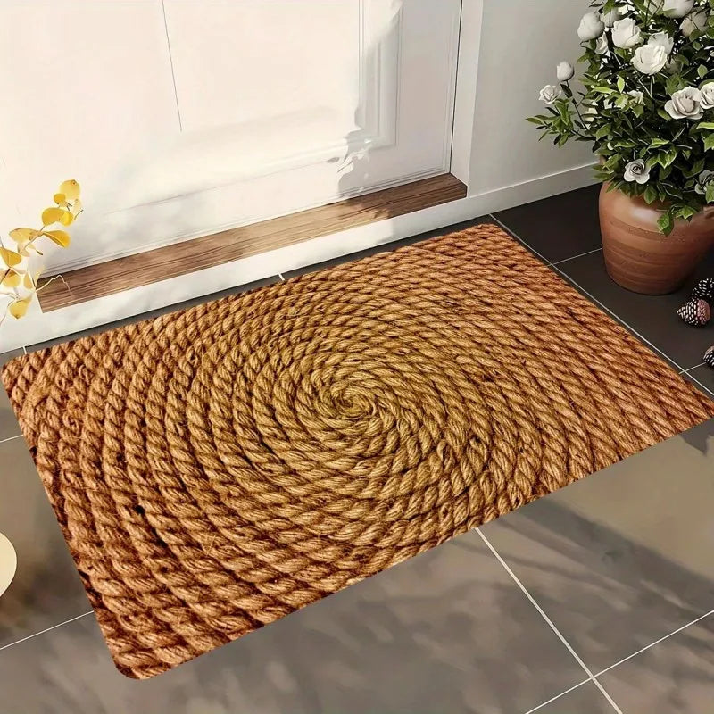 Paillasson d'entrée motif corde spirale, esprit maritime - Nesty (vue 1)