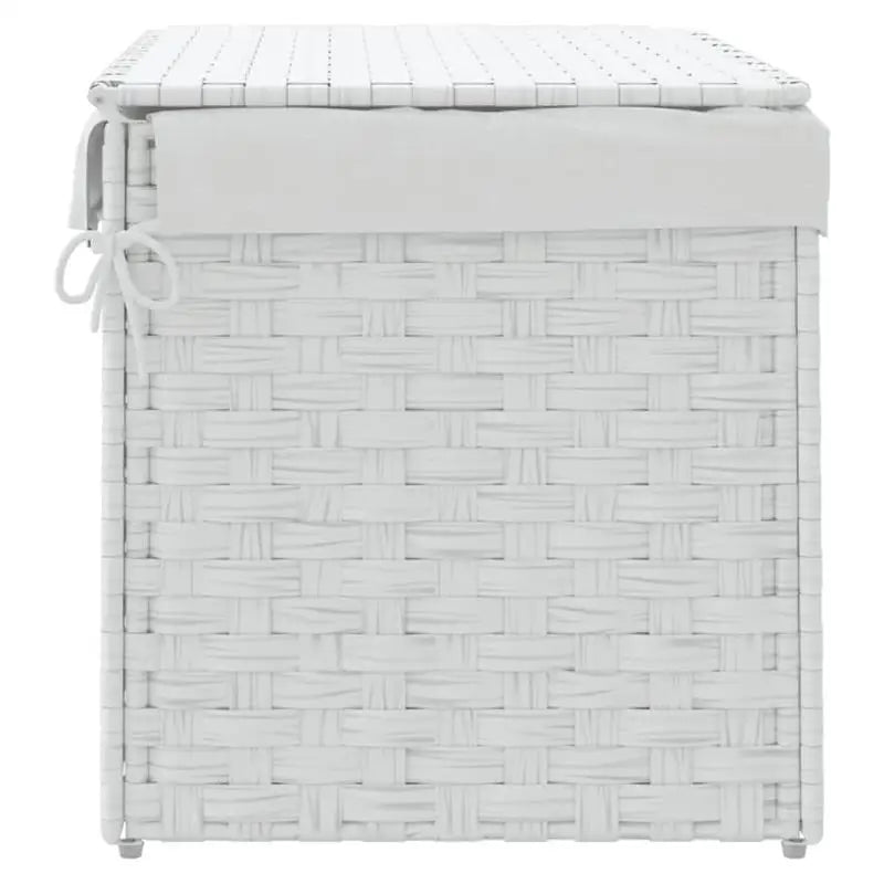 Panier à linge blanc avec couvercle en poly rotin, 55,5x35x34 cm - Nesty (vue 5)