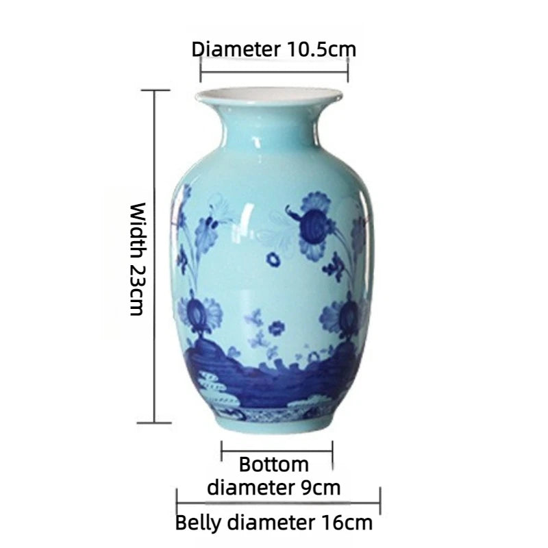 Vase en porcelaine peint à la main Nesty - Motif bleu et blanc (vue 11)
