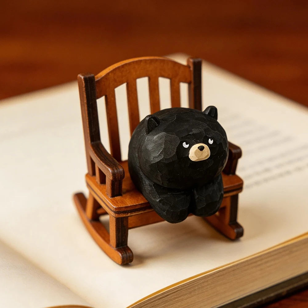 Figurine animal sur chaise à bascule — bois sculpté - Nesty (vue 17)