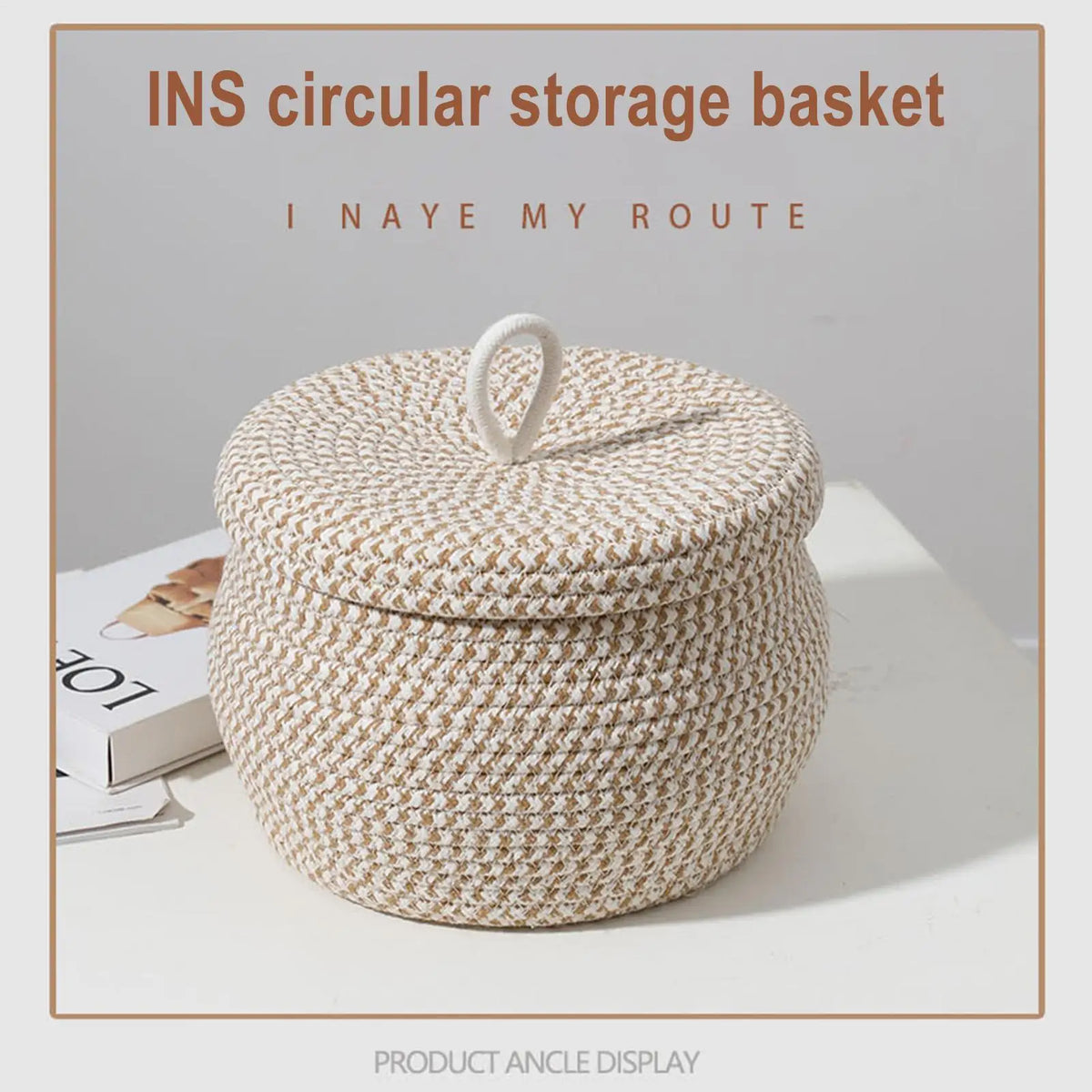 Petit panier rond tressé en corde de coton avec couvercle (vue 5) - Nesty