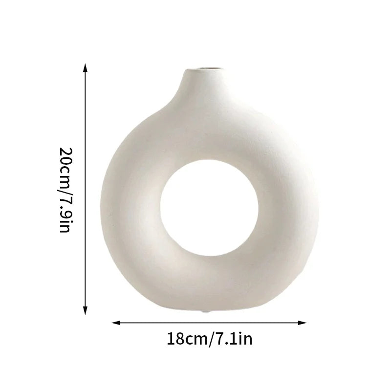 Vase blanc en imitation céramique, motif anneau - Nesty (vue 7)