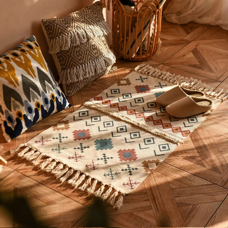 Tapis tissé main à franges — esprit bohème - Nesty (vue 36)