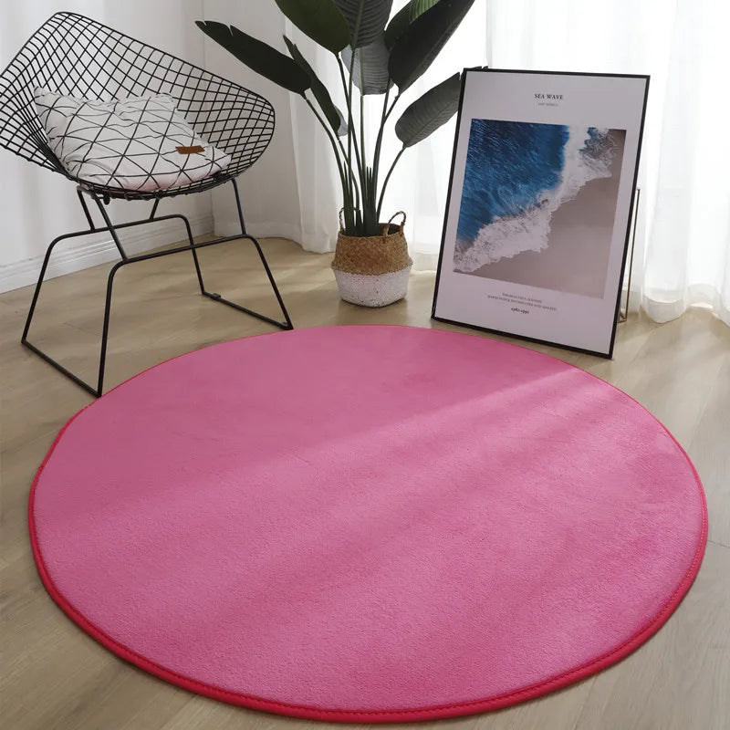 Tapis rond en velours corail — coloris unis (vue 10) - Nesty
