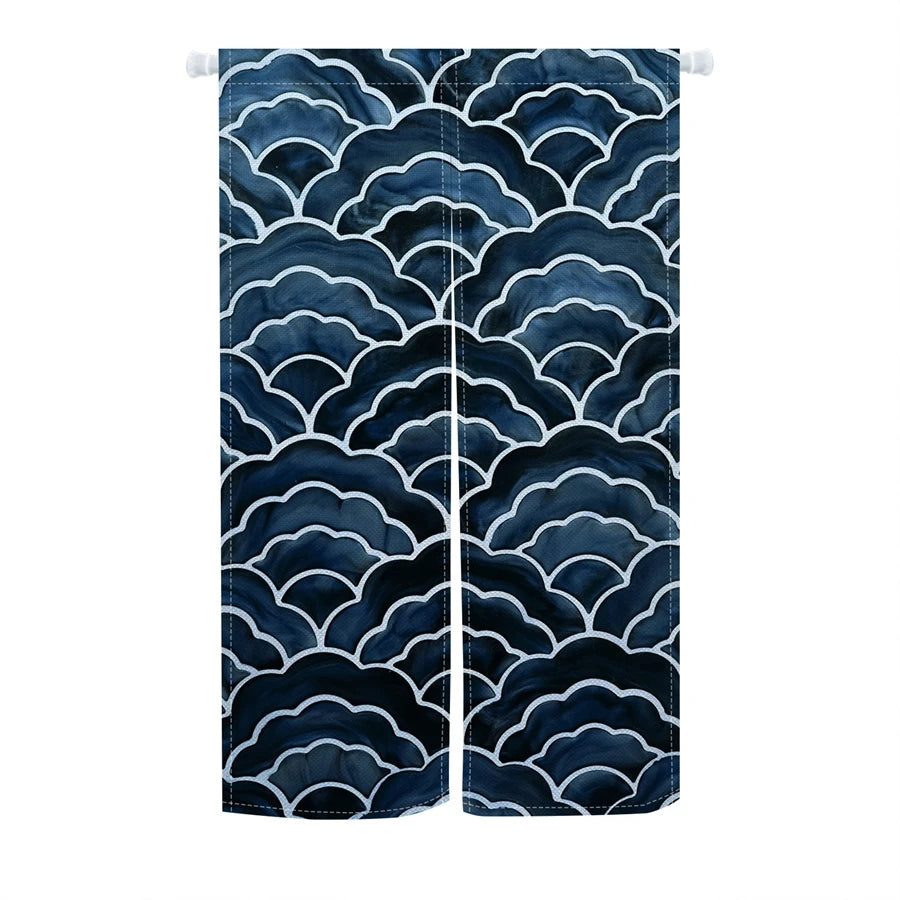 Rideau japonais noren bleu à motif vague, en lin pour porte - Nesty (vue 16)