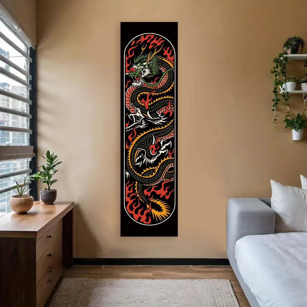 Tapisserie murale vagues japonaises Nesty - Soleil rouge pour le mur (vue 6)