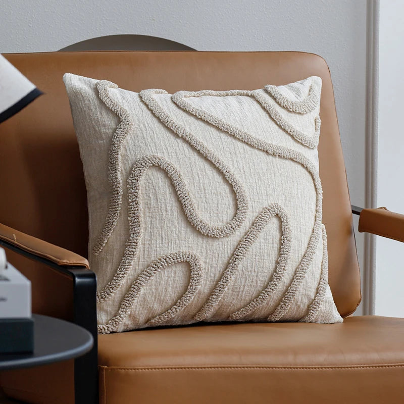Housse de coussin en chénille tuftée Nesty - Lignes simples (vue 5)