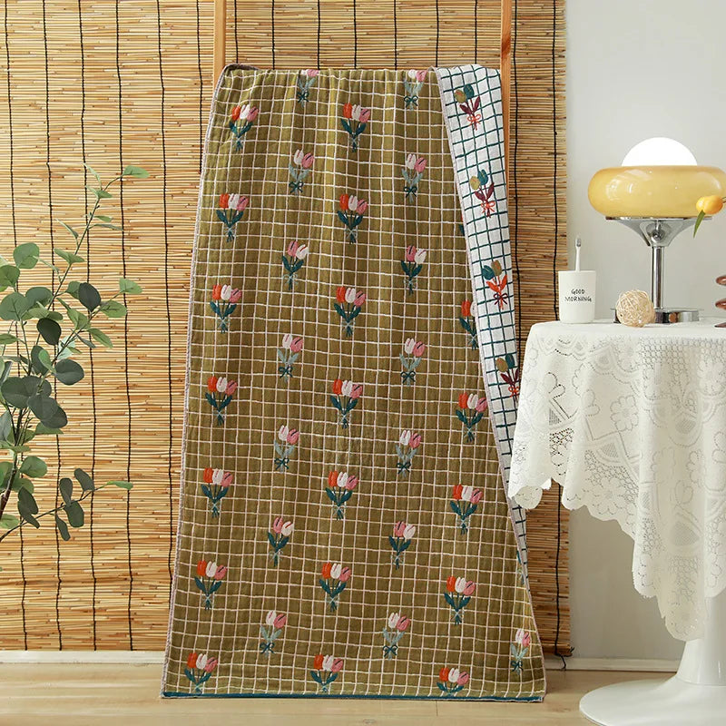 Serviette de bain en gaze de coton bio — motifs fleuris, 75 x 150 cm - Nesty (vue 15)