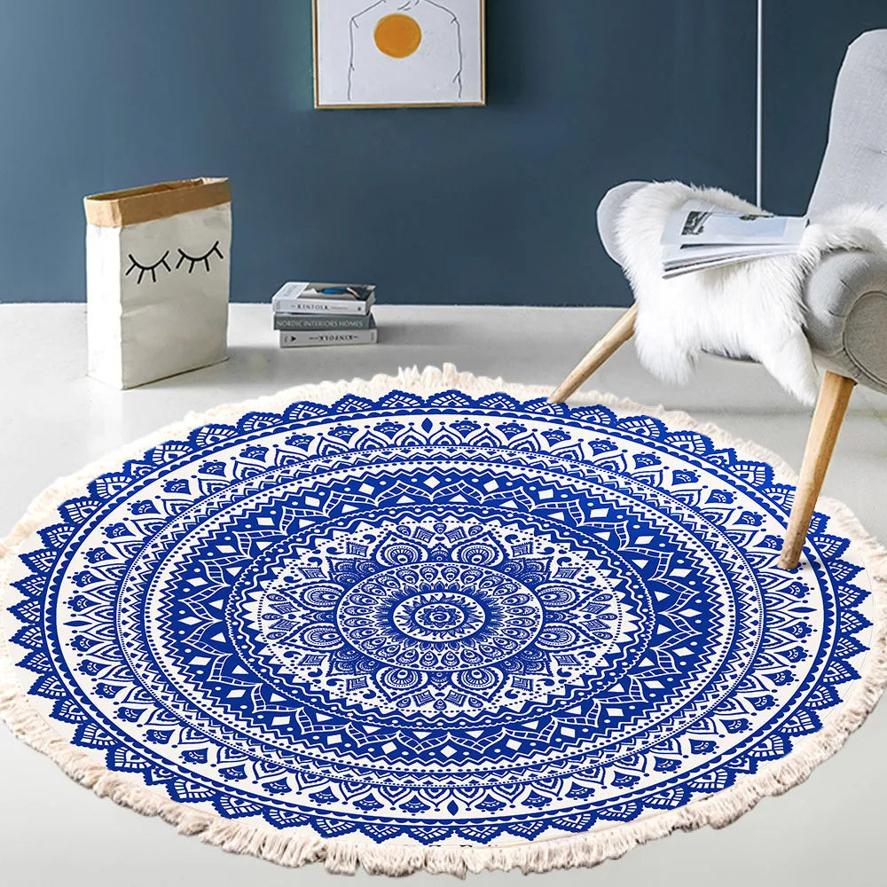 Tapis rond bohème à franges — tissé main (vue 8) - Nesty