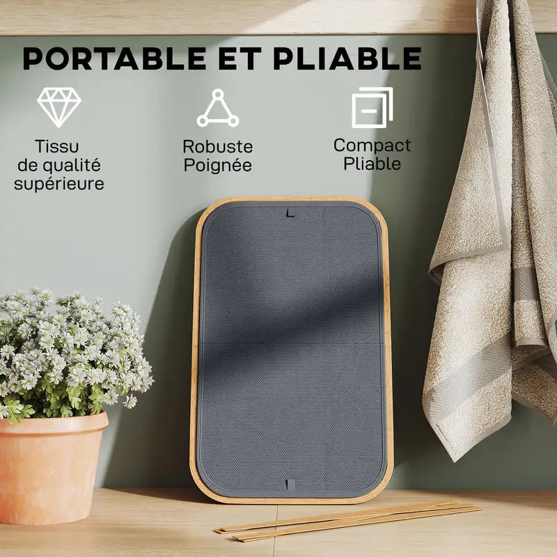 Panier à linge pliable gris 80L, deux compartiments (vue 6) - Nesty