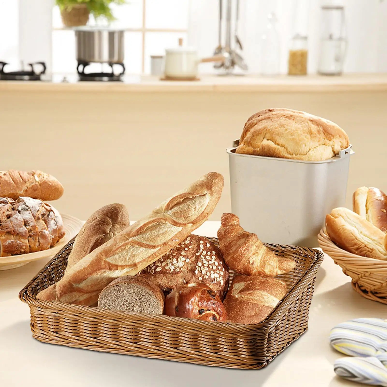 Panier de rangement tressé rectangulaire vintage - Nesty (vue 5)