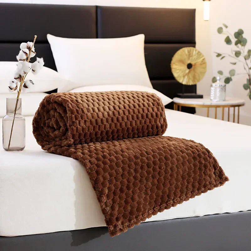 Plaid en polaire douce gris, format compact 70x100cm - Nesty (vue 2)