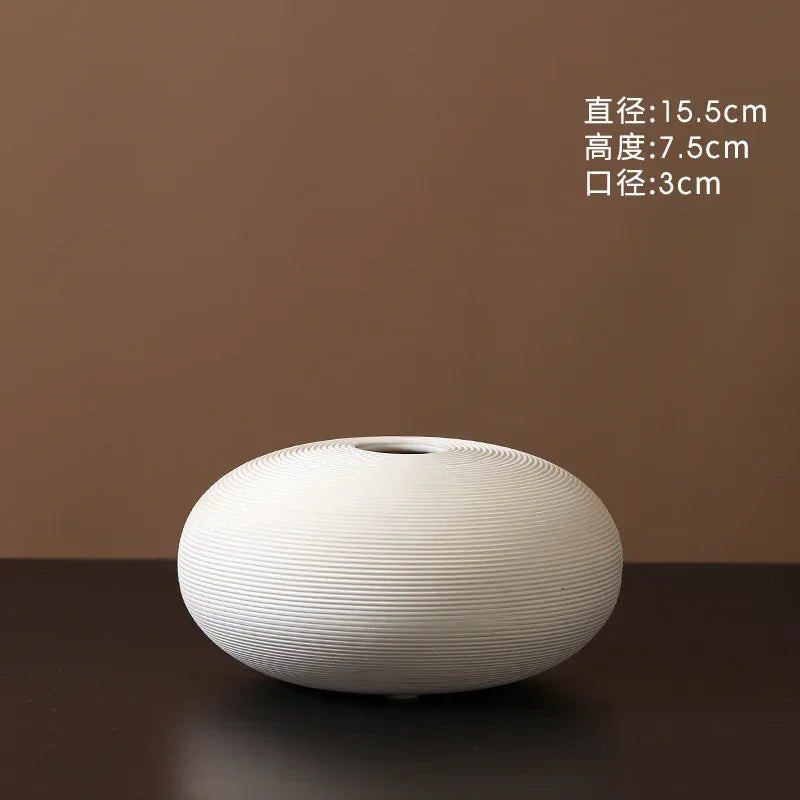 Vase céramique blanc épuré, motif végétal - Nesty (vue 11)