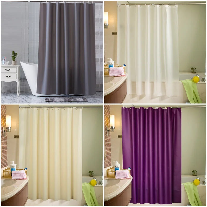 Rideau de douche uni en tissu imperméable, ambiance chaleureuse - Nesty (vue 1)