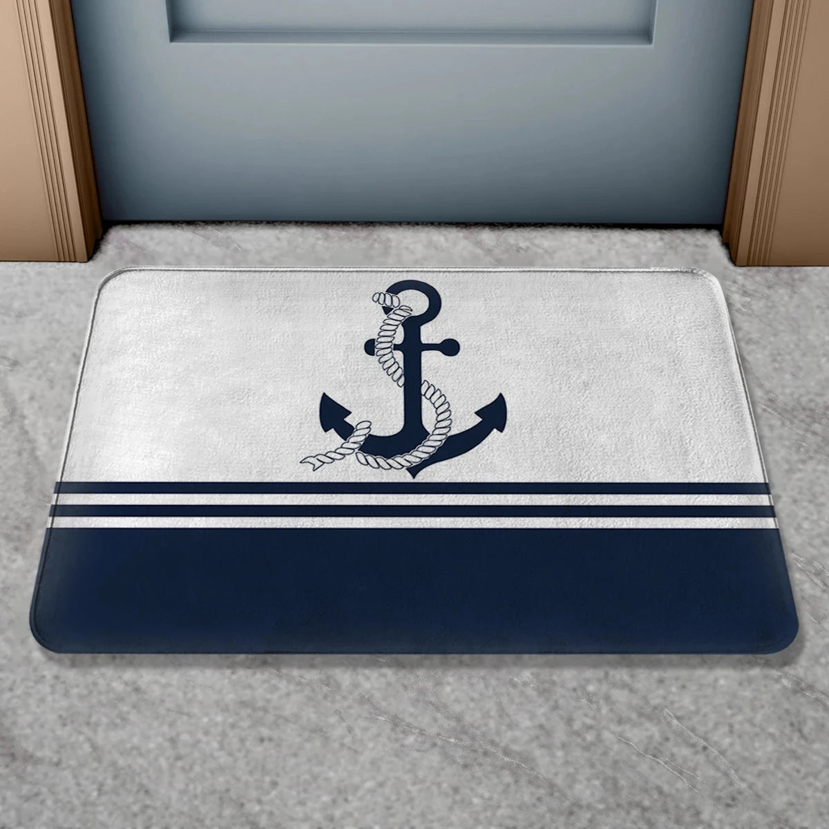 Paillasson marin boussole et voilier, motif corde et ancre (vue 8) - Nesty