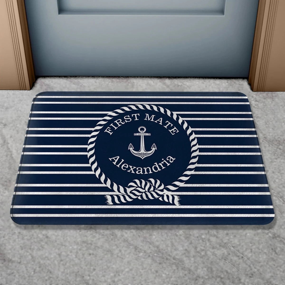 Paillasson marin boussole et voilier, motif corde et ancre (vue 11) - Nesty