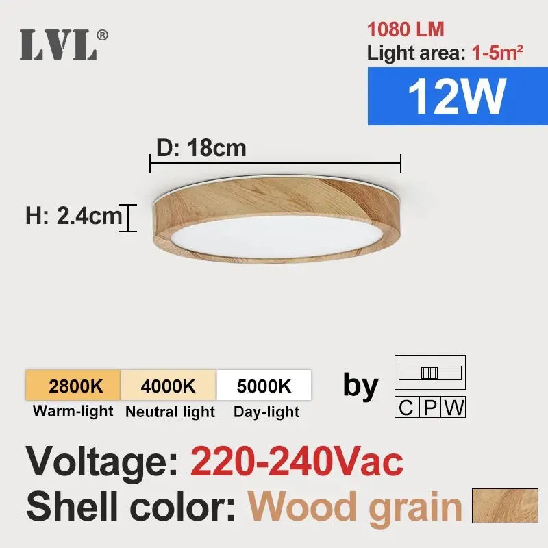 Plafonnier LED bois et blanc Nesty - 3 températures de lumière (vue 17)