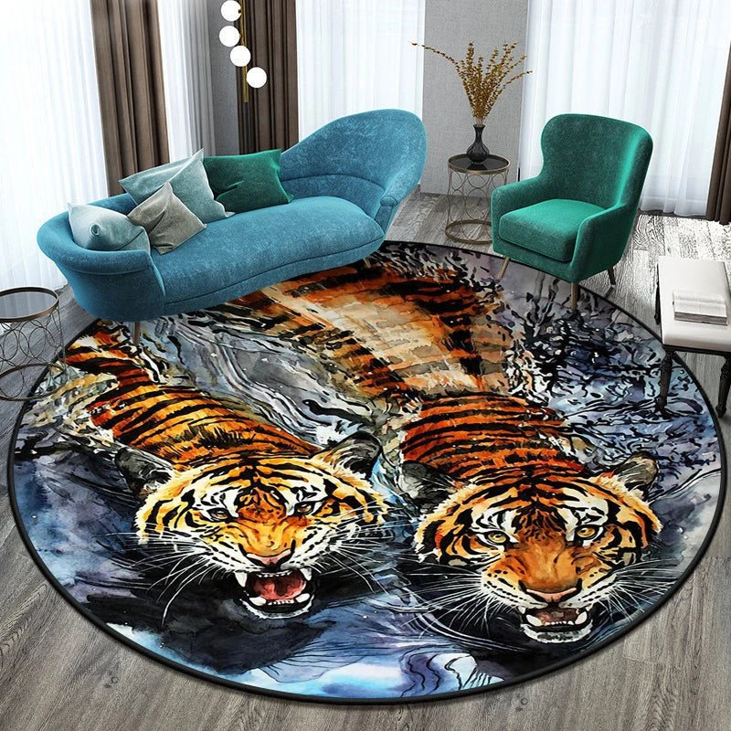 Tapis rond illustré tigre — pour chambre d'enfant - Nesty (vue 2)