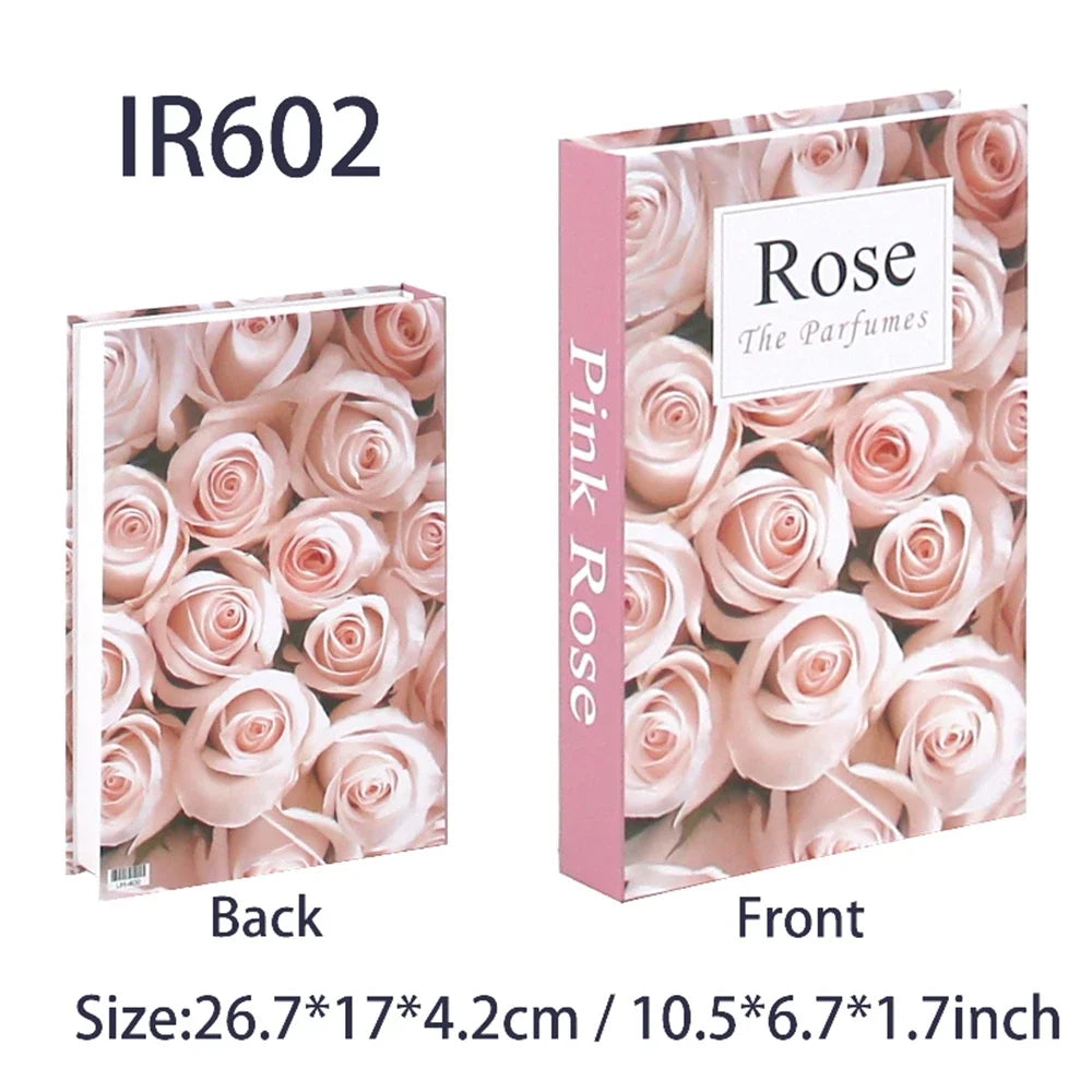 Faux livre décoratif boîte de rangement style nordique, couverture Rose The Parfumes, roses poudrées (vue 40) - Nesty