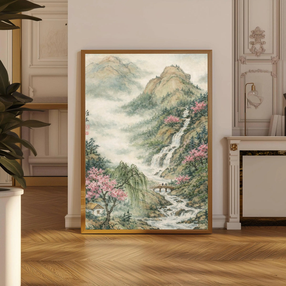 Toile imprimée cerisier en fleurs Nesty - Art mural japandi rose (vue 17)
