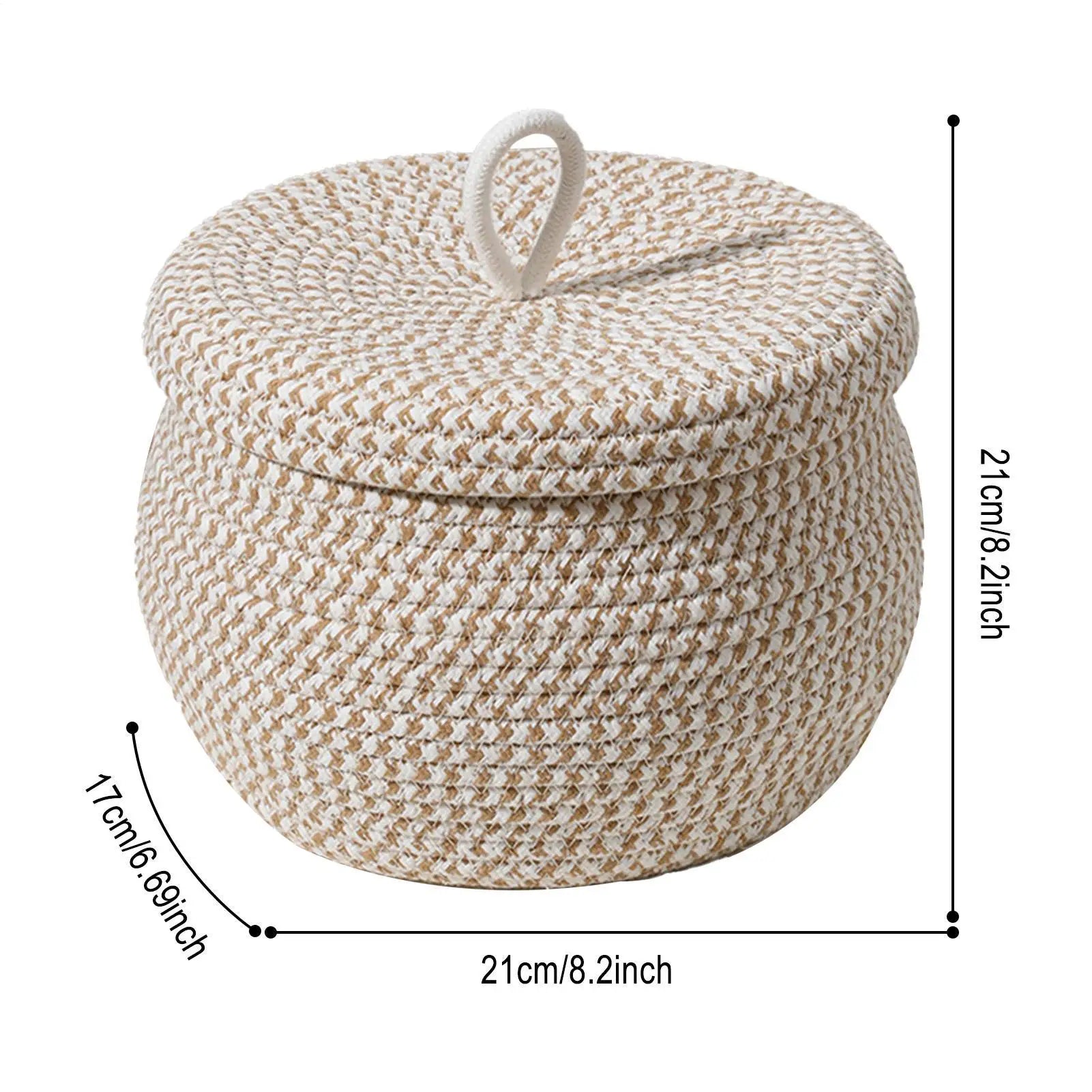 Petit panier rond tressé en corde de coton avec couvercle (vue 6) - Nesty