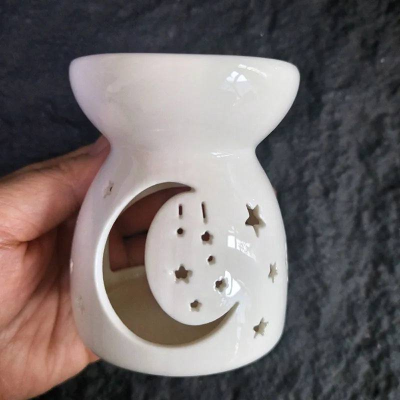 Brûle-encens en céramique blanche, chauffe-bougie (vue 8) - Nesty