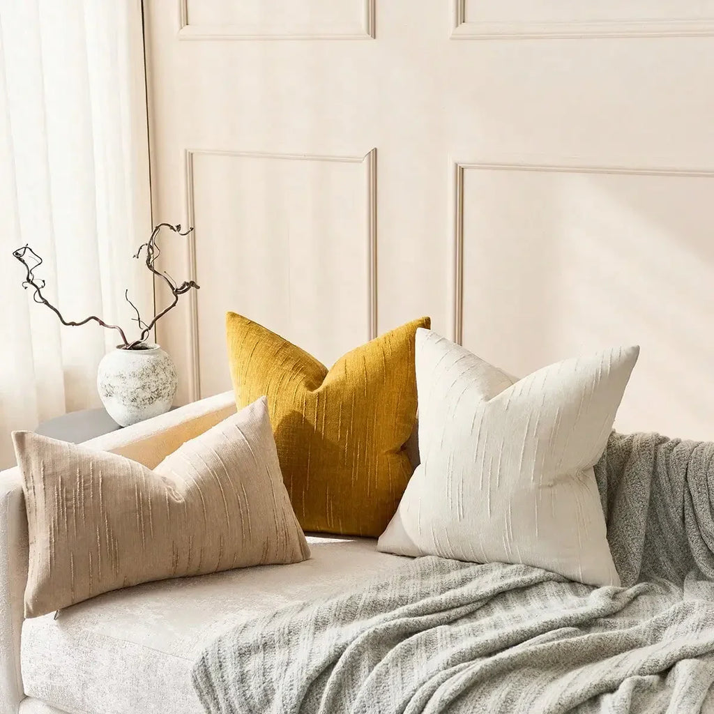 Housse de coussin en lin imitation Nesty - Beige, motif géométrique bohème (vue 5)